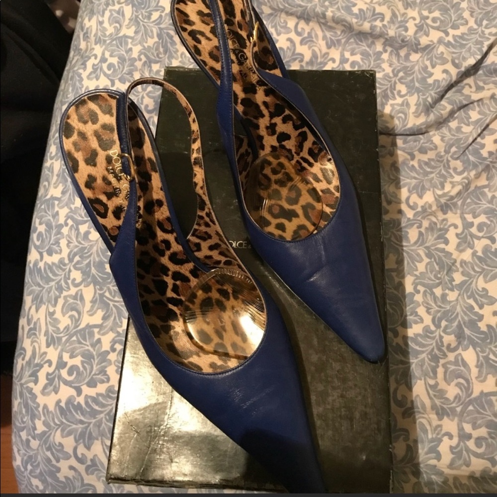Dolce & Gabbana royal blue slingback classic heels